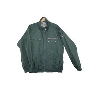Vintage Reebok Green Windbreaker Track Jacket Mesh Lined Logo Tape Size 3